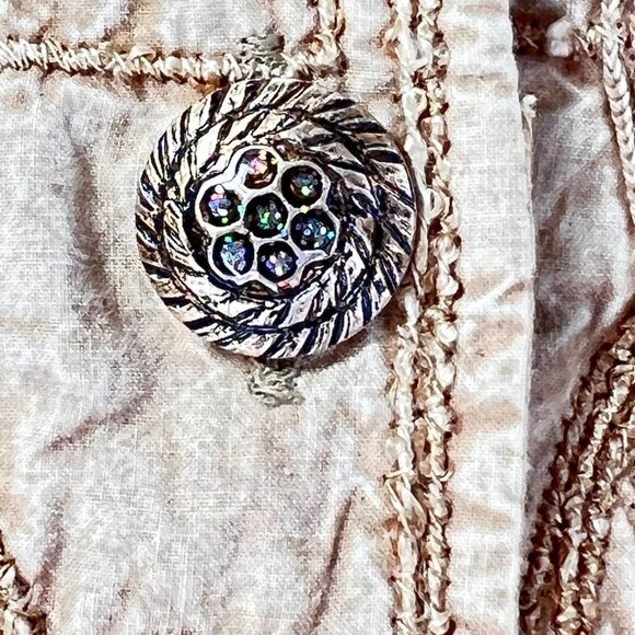 FlashBack Couture Gold Embroidered Embellished Jacket Beaded Button Down Pockets - Picture 15 of 16